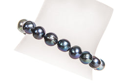 Single Strand Peacock Blue Freshwater Pearl Bracelet 9-10mm-Pearl Rack