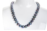 Single Strand Peacock Blue Freshwater Pearl Necklace and Bracelet Set 9-10mm-Pearl Rack