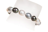 Single Strand Rice Shape Multi-Color Freshwater Pearl Necklace and Bracelet Set 11mmx13mm-Pearl Rack