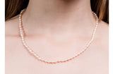 Single Strand Rice Shape Peach Freshwater Pearl Necklace 4mmx5mm-Pearl Rack