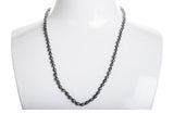 Single Strand Rice Shape Peacock Blue Freshwater Pearl Necklace 4mmx5mm-Pearl Rack