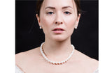 Single Strand White Freshwater Pearl Necklace and Bracelet Set 9-10mm-Pearl Rack