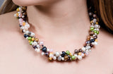 Triple Multi-Color Freshwater Pearl Necklace-Pearl Rack
