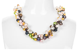 Triple Multi-Color Freshwater Pearl Necklace-Pearl Rack