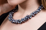Triple Strand Blue-Grey Freshwater Button Pearl Necklace-Pearl Rack