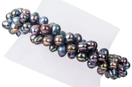 Triple Strands Twisted Peacock Freshwater Pearl Bracelet-Pearl Rack