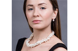 Triple White Button Freshwater Pearl Necklace-Pearl Rack