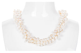 Triple White Button Freshwater Pearl Necklace-Pearl Rack