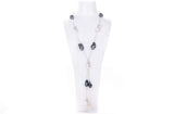 White and Peacock Blue Freshwater Baroque Pearl Lariat Long Necklace-Pearl Rack
