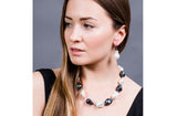 White and Peacock Blue Freshwater Baroque Pearl Necklace-Pearl Rack
