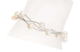 White Braided Freshwater Pearl Bracelet 7mm-Pearl Rack