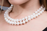 White Double Strand Layer Freshwater Pearl Necklace 10mm-Pearl Rack