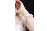 White Double Strand Layer Freshwater Round Pearl Bracelet with Crystal Ball 10mm-Pearl Rack