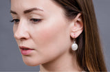 White Freshwater Coin Pearl Dangle Drop Earrings with Sterling Silver 16mm-Pearl Rack