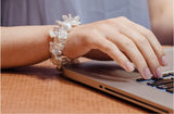 White Freshwater Keshi Pearl and Crystal Bracelet-Pearl Rack