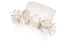 White Freshwater Keshi Pearl and Crystal Bracelet-Pearl Rack