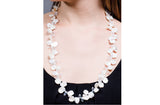 White Freshwater Keshi Pearl and Crystal Long Necklace-Pearl Rack