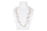 White Freshwater Keshi Pearl and Crystal Long Necklace-Pearl Rack