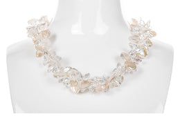 White Freshwater Keshi Pearl and Crystal Twisted Necklace-Pearl Rack