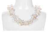 White Freshwater Keshi Pearl with Crystal Necklace and Bracelet Set-Pearl Rack