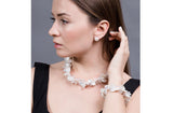 White Freshwater Keshi Pearl with Crystal Necklace and Bracelet Set-Pearl Rack