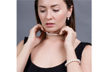 White Freshwater Pearl Double Stud and Dangle Earrings with Sterling Silver-Pearl Rack