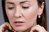 White Freshwater Pearl Double Stud and Dangle Earrings with Sterling Silver-Pearl Rack