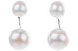 White Freshwater Pearl Double Stud and Dangle Earrings with Sterling Silver-Pearl Rack