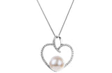 White Freshwater Pearl Heart Pendant and Sterling Silver (925) Chain Necklace 10mm-Pearl Rack