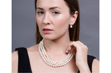 White Triple Strand Layer Freshwater Pearl Necklace 8-9mm-Pearl Rack