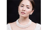 White Triple Strand Layer Freshwater Pearl Necklace 8-9mm-Pearl Rack