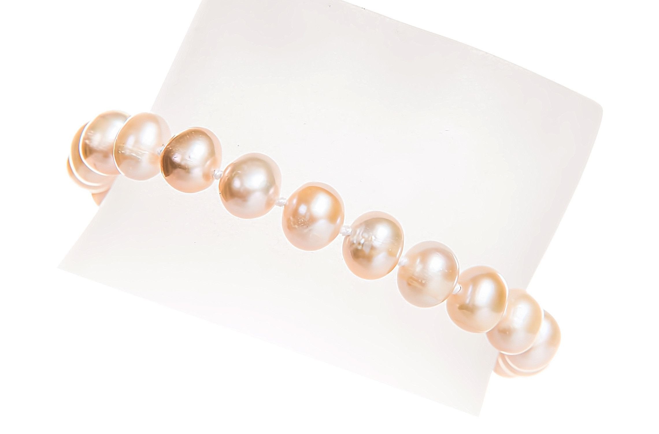 Single Strand Peach Freshwater Pearl Bracelet 8mm-Pearl Rack