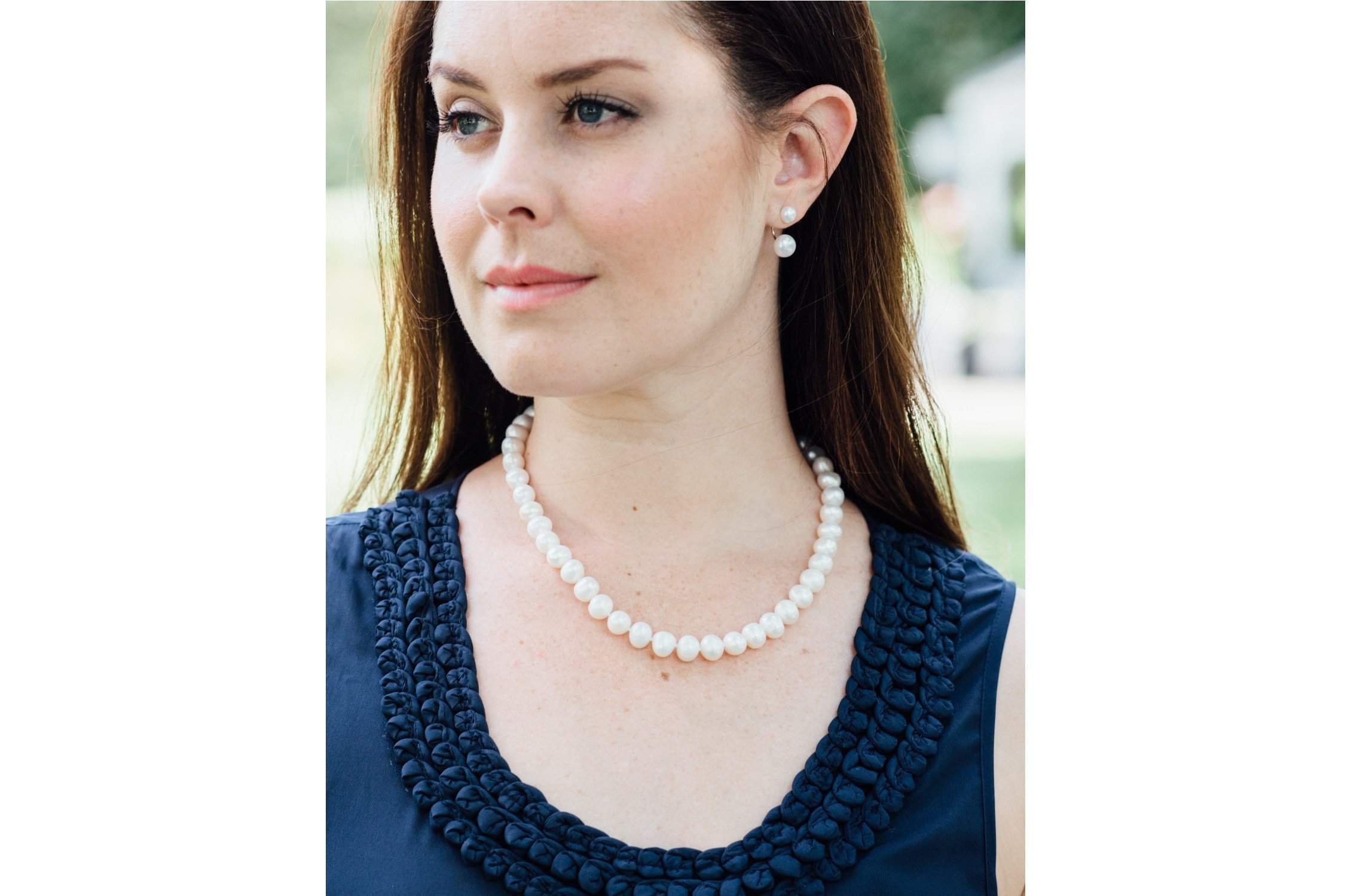 White Off-Round Freshwater Pearl Necklace 9-10mm-Pearl Rack
