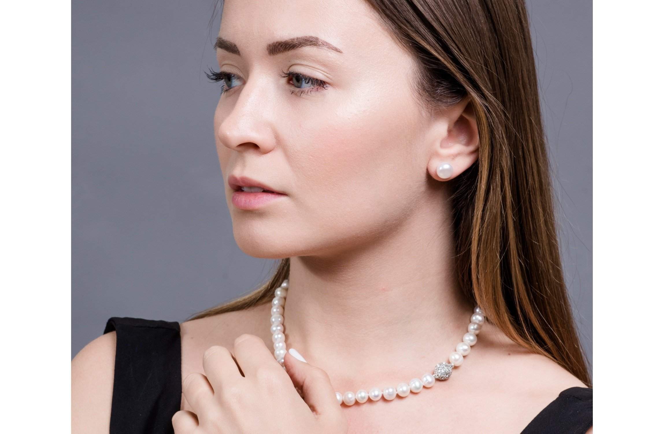 Single Strand White Freshwater Pearl Necklace 8mm-Pearl Rack