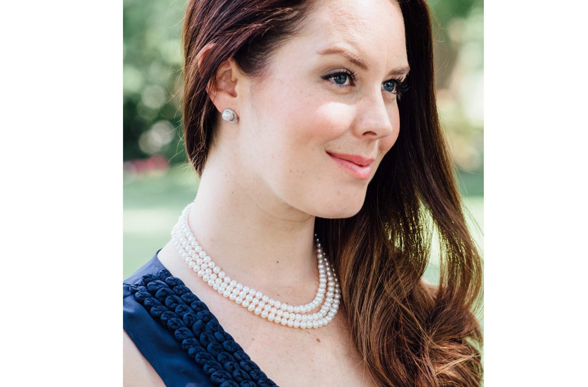 White Triple Strand Layer Freshwater Pearl Necklace 6-7mm-Pearl Rack