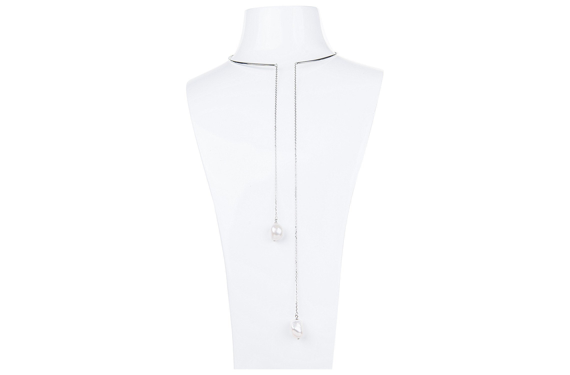 Sterling Sliver Freshwater Pearl Chain Necklace-Pearl Rack
