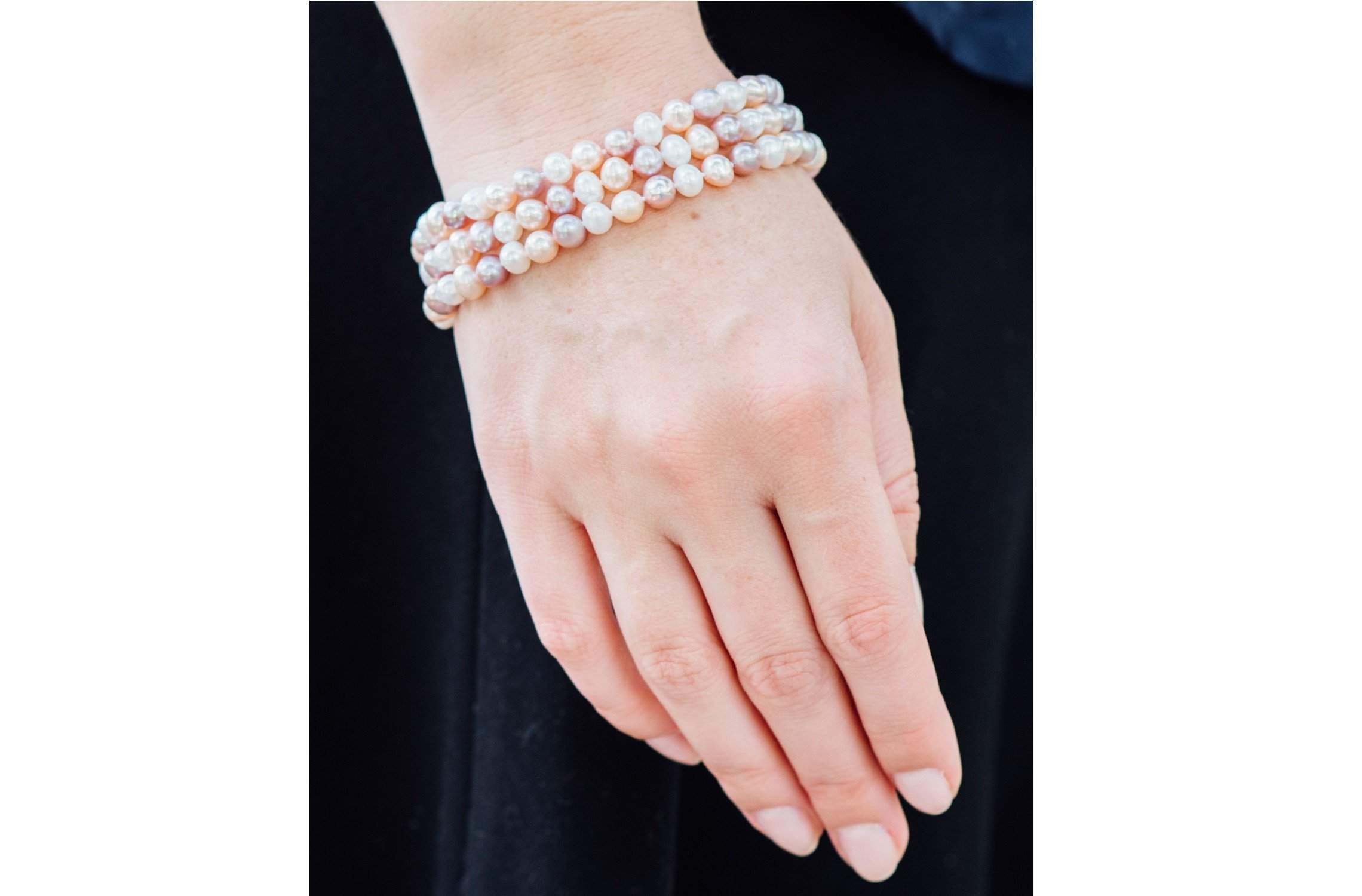 Multi-Color Triple Strand Freshwater Pearl Bracelet 6-7mm-Pearl Rack