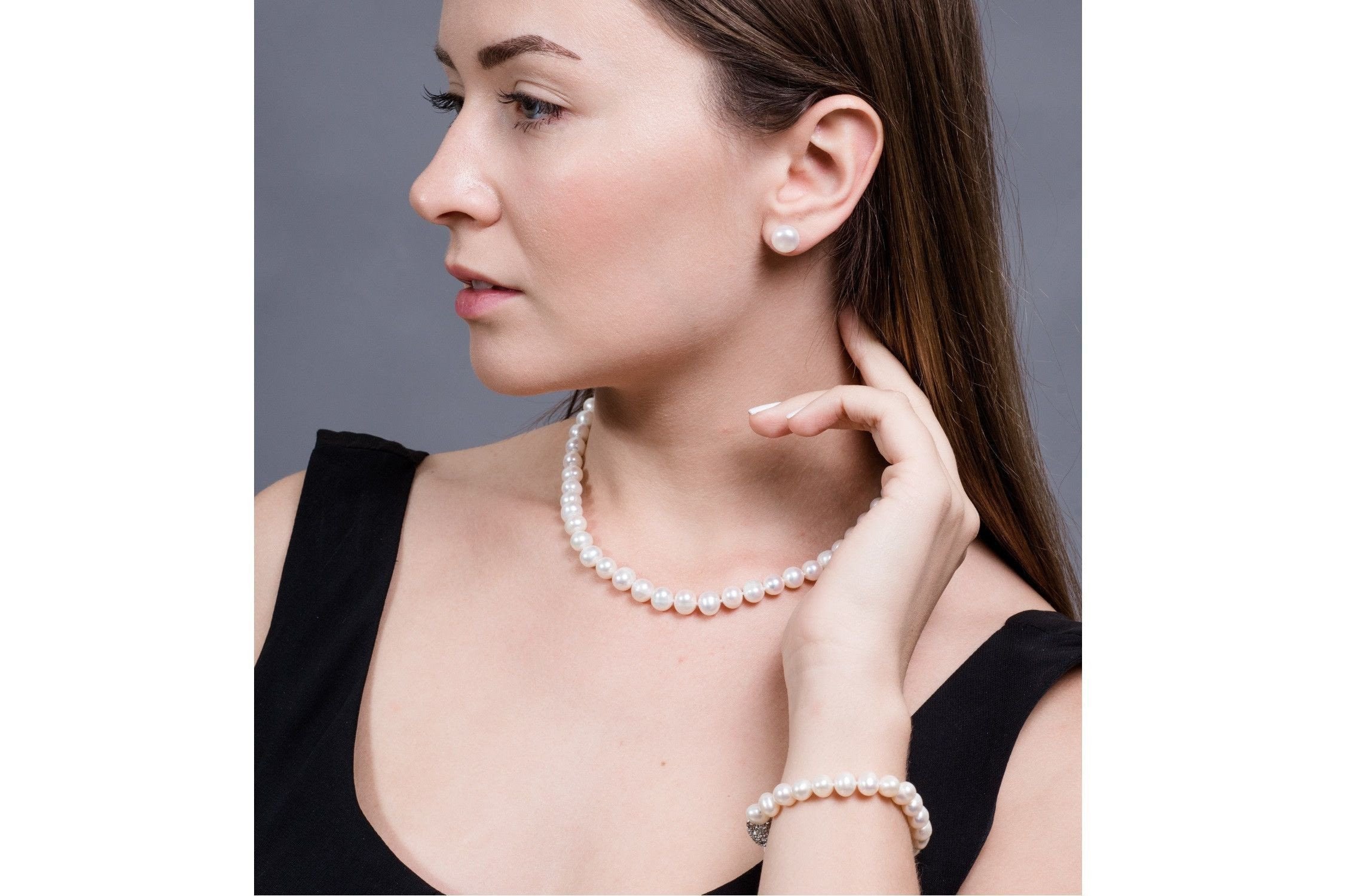 Single Strand White Freshwater Pearl Bracelet 8mm-Pearl Rack