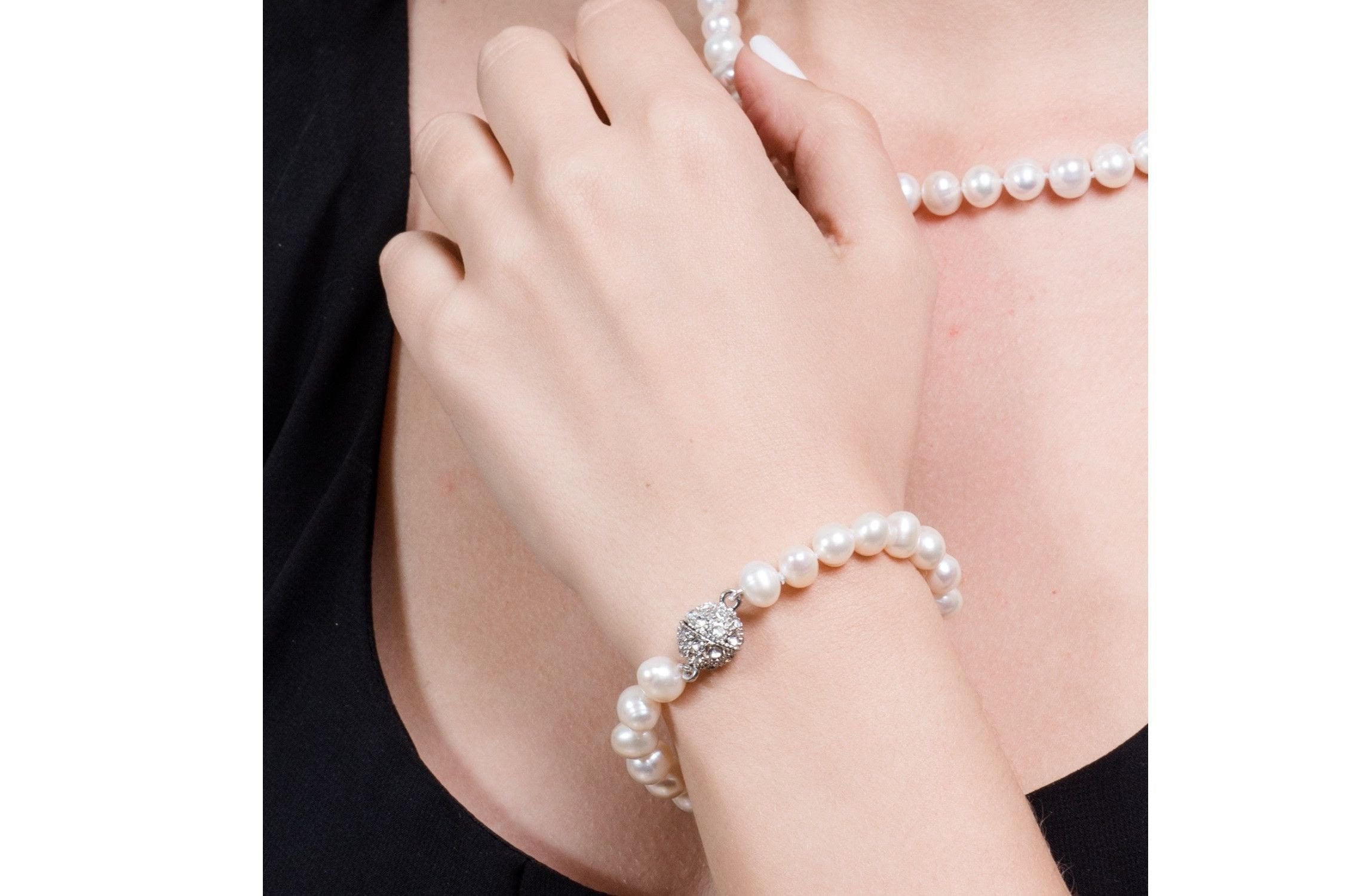 Single Strand White Freshwater Pearl Bracelet 8mm-Pearl Rack