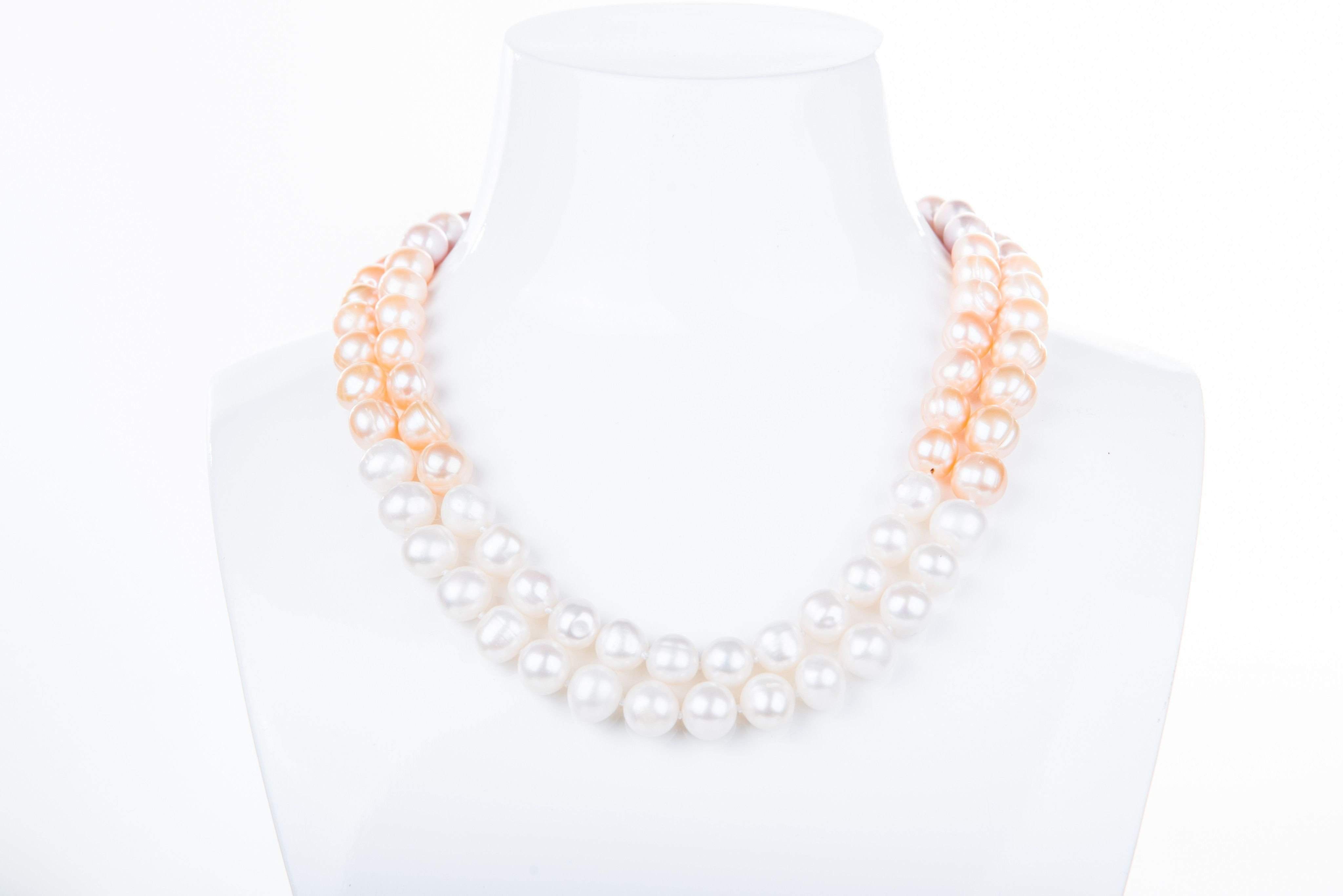 Multi-Color Double Strand Layer Freshwater Pearl Necklace 10mm-Pearl Rack