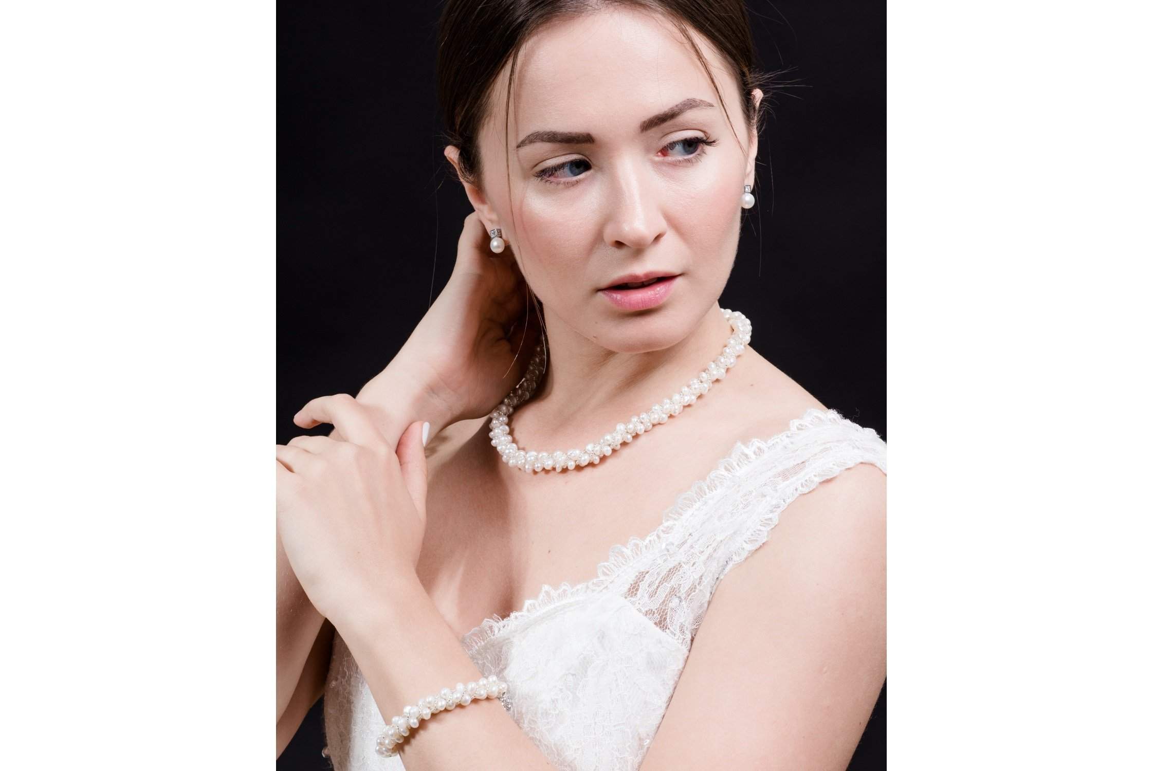 Braided White Multi Strand Freshwater Pearl Necklace 6mm-Pearl Rack