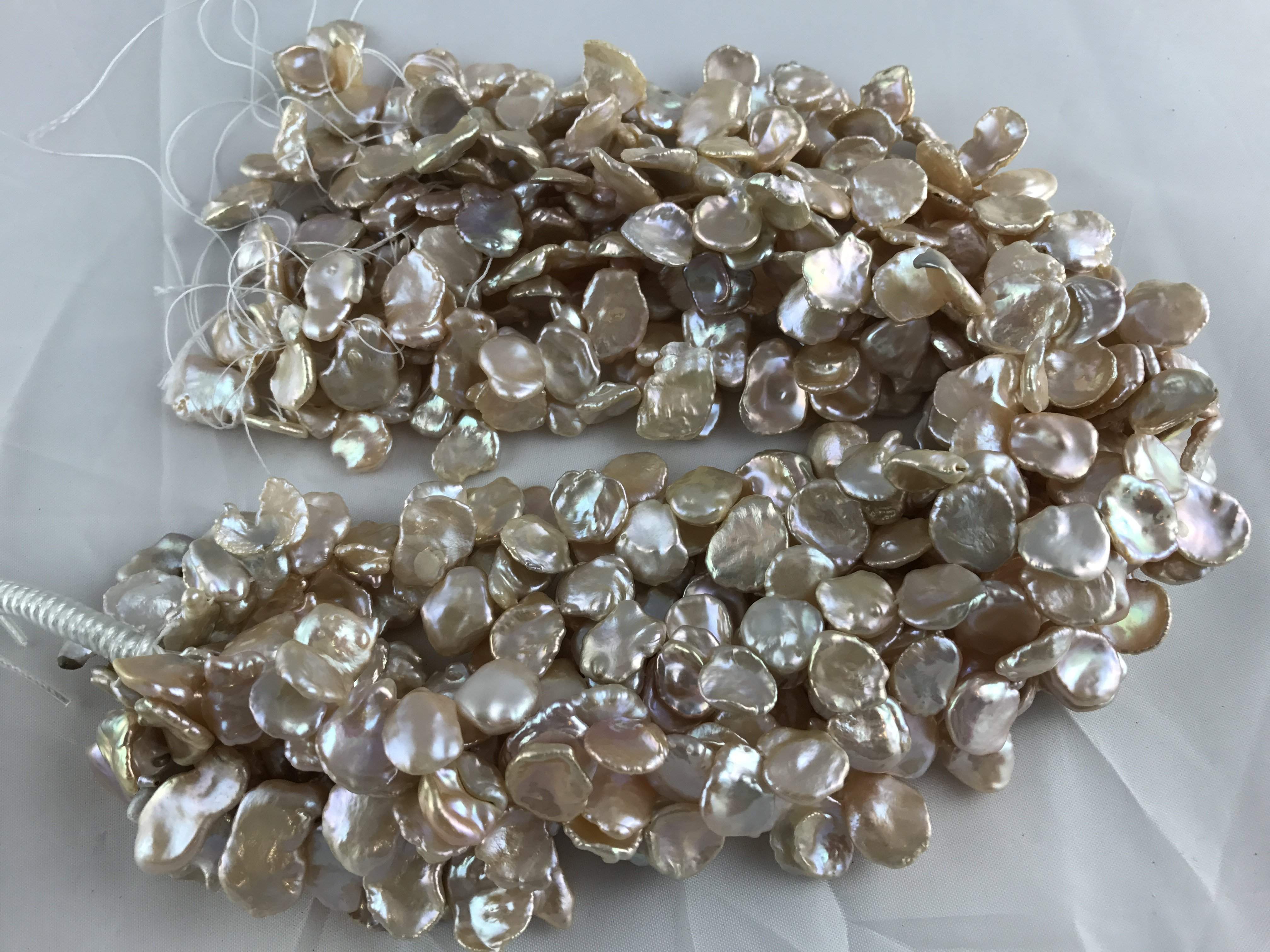 Strand Of Loose Peach Keshi Pearls-Pearl Rack