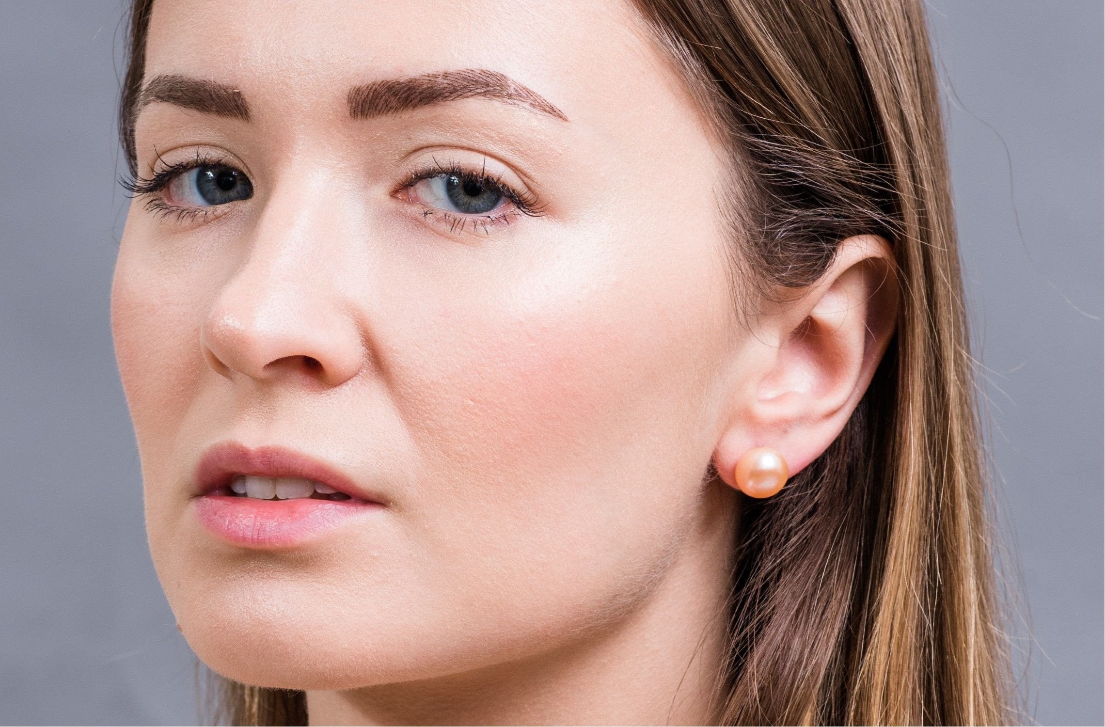 Peach Freshwater Pearl Stud Earrings Sterling Silver 12mm-Pearl Rack