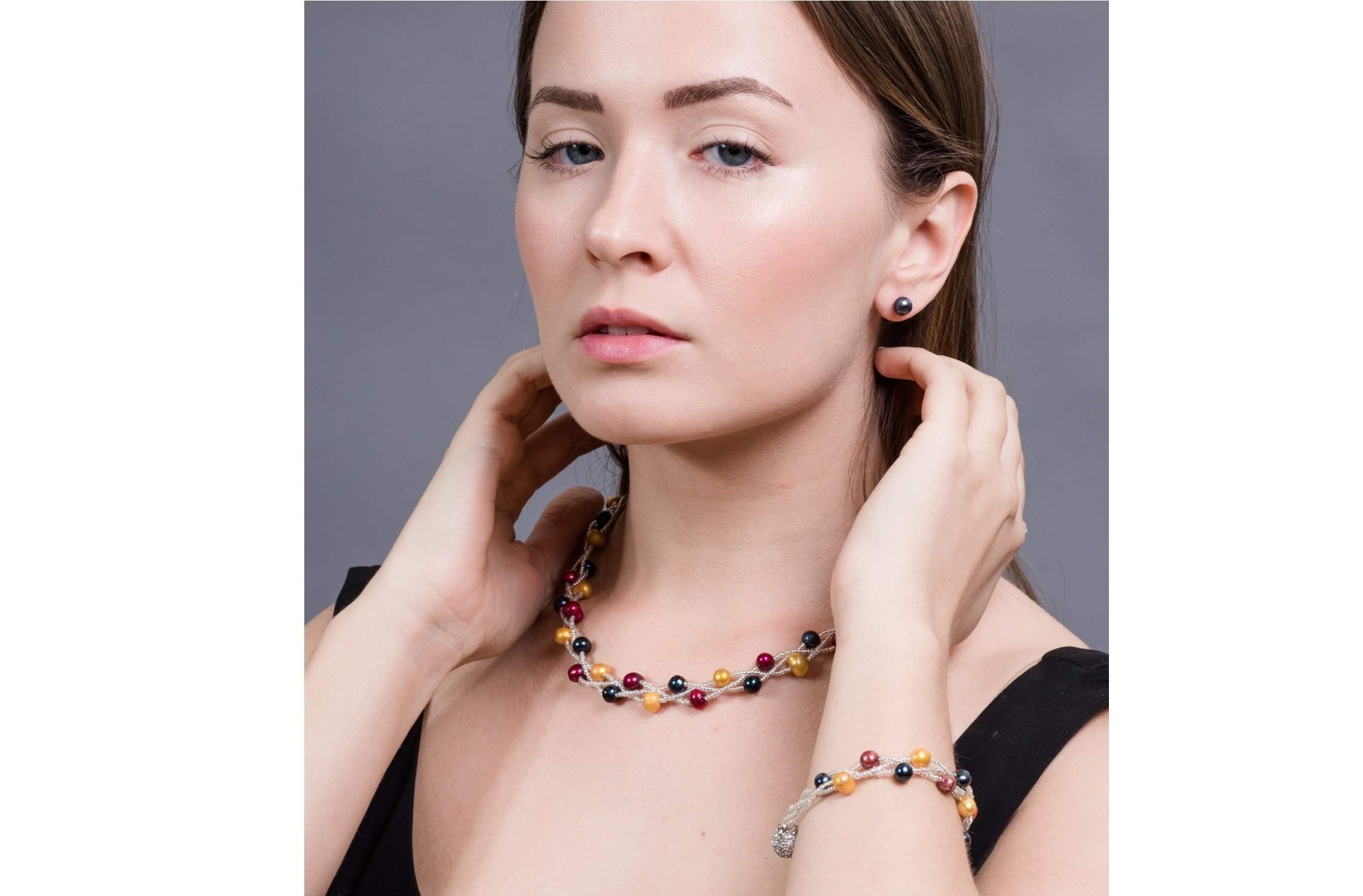Braided Multi-Color Freshwater Pearl Necklace 7mm-Pearl Rack