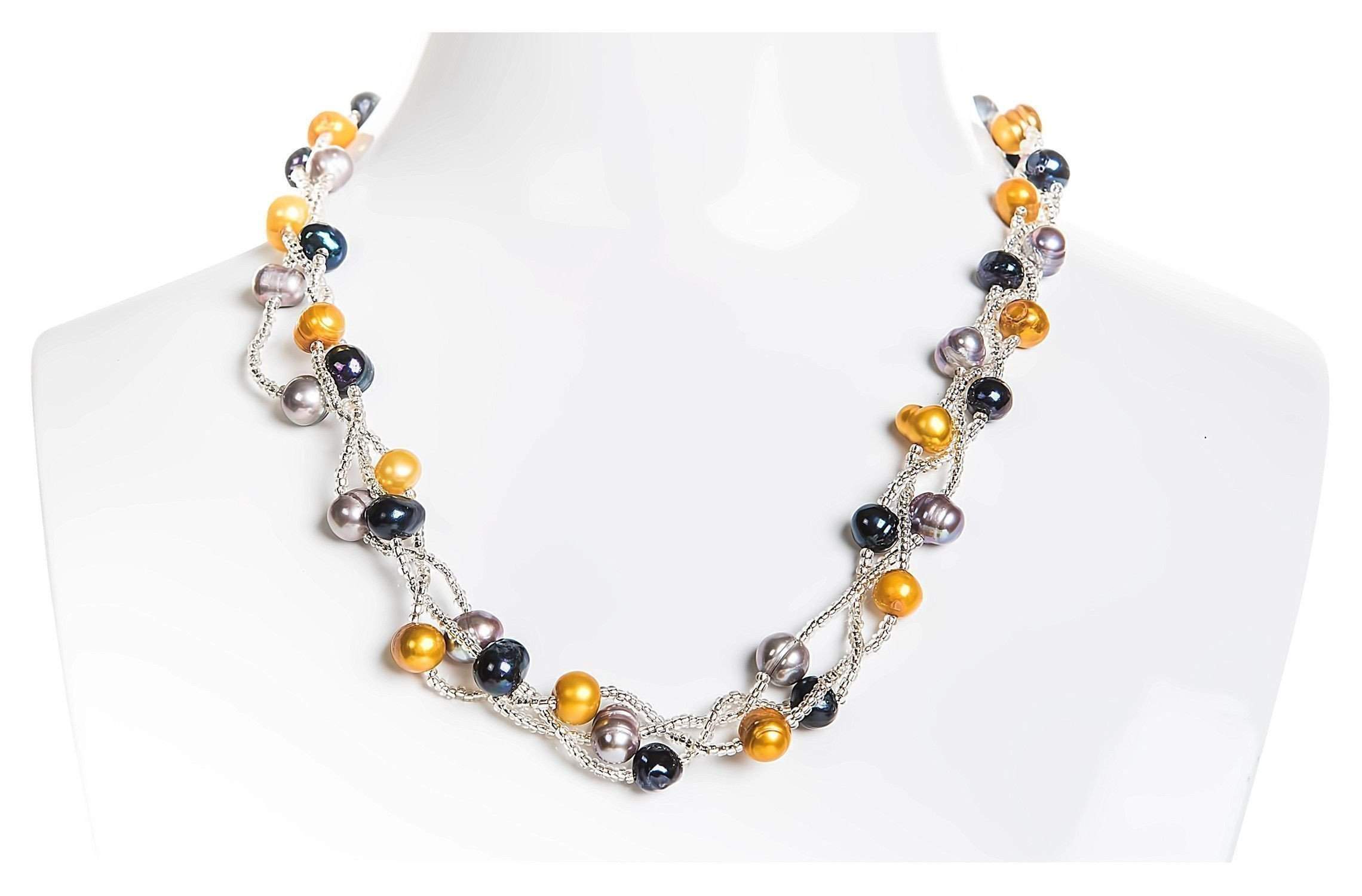Braided Multi-Color Freshwater Pearl Necklace 7mm-Pearl Rack