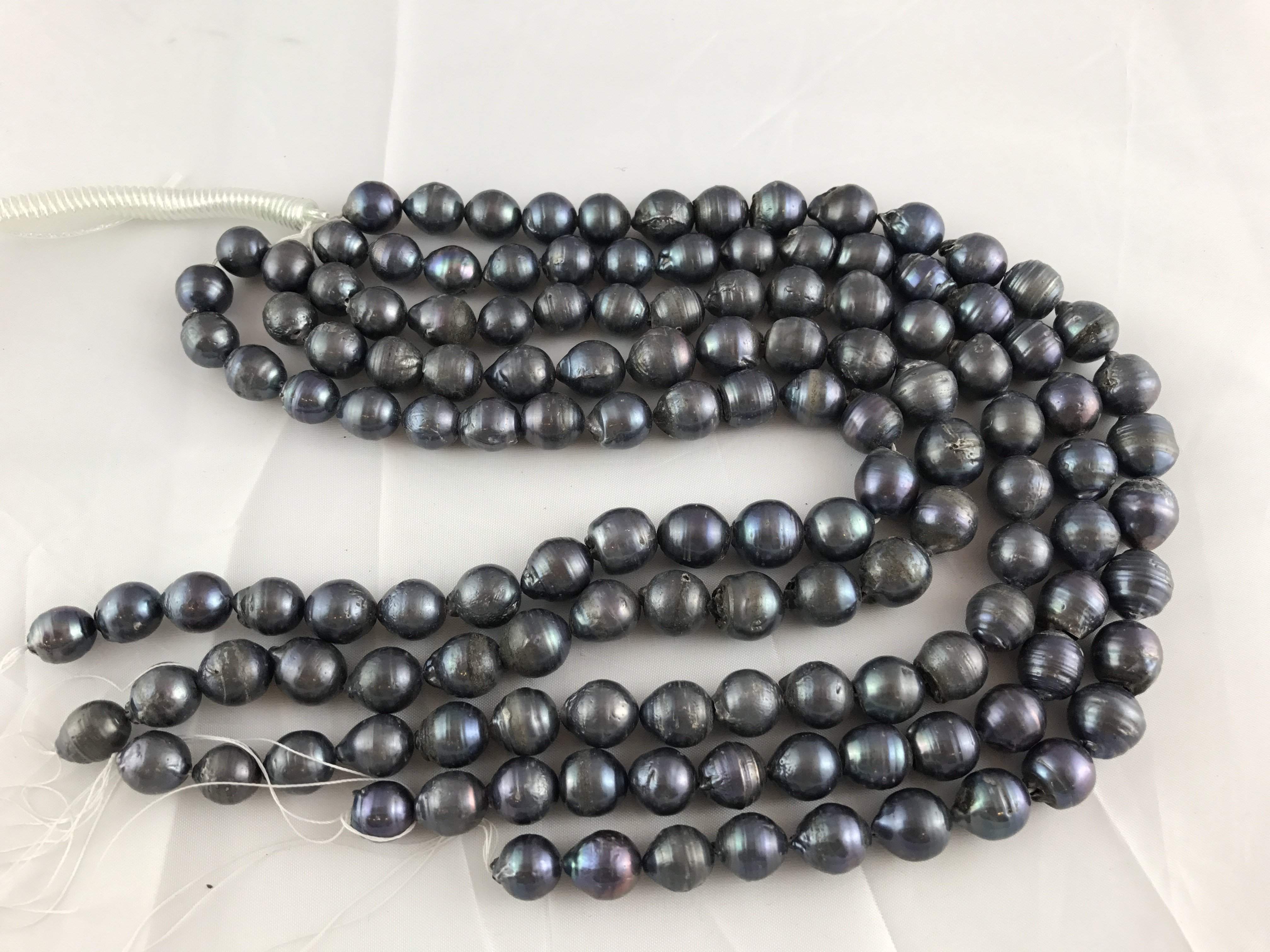 Strand Of Loose Baroque Pearls 12-14mm Peacock Blue-Pearl Rack