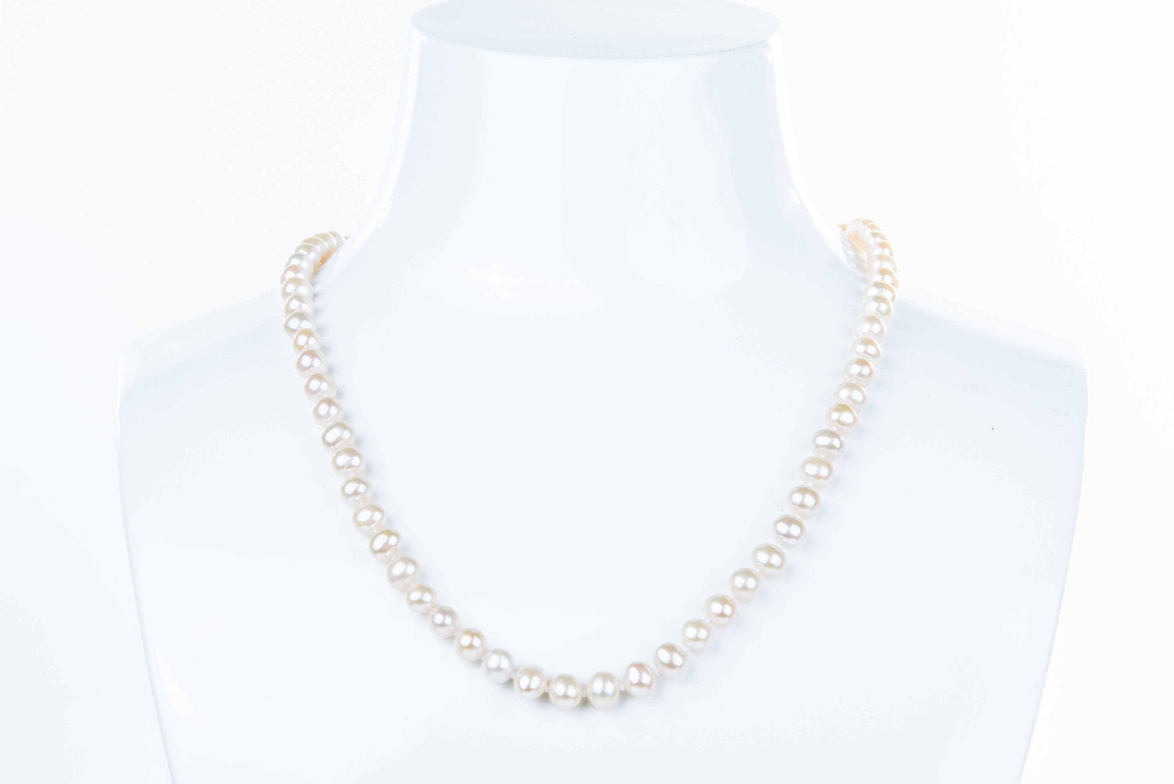 Single Strand White Freshwater Pearl Necklace 6mm-Pearl Rack