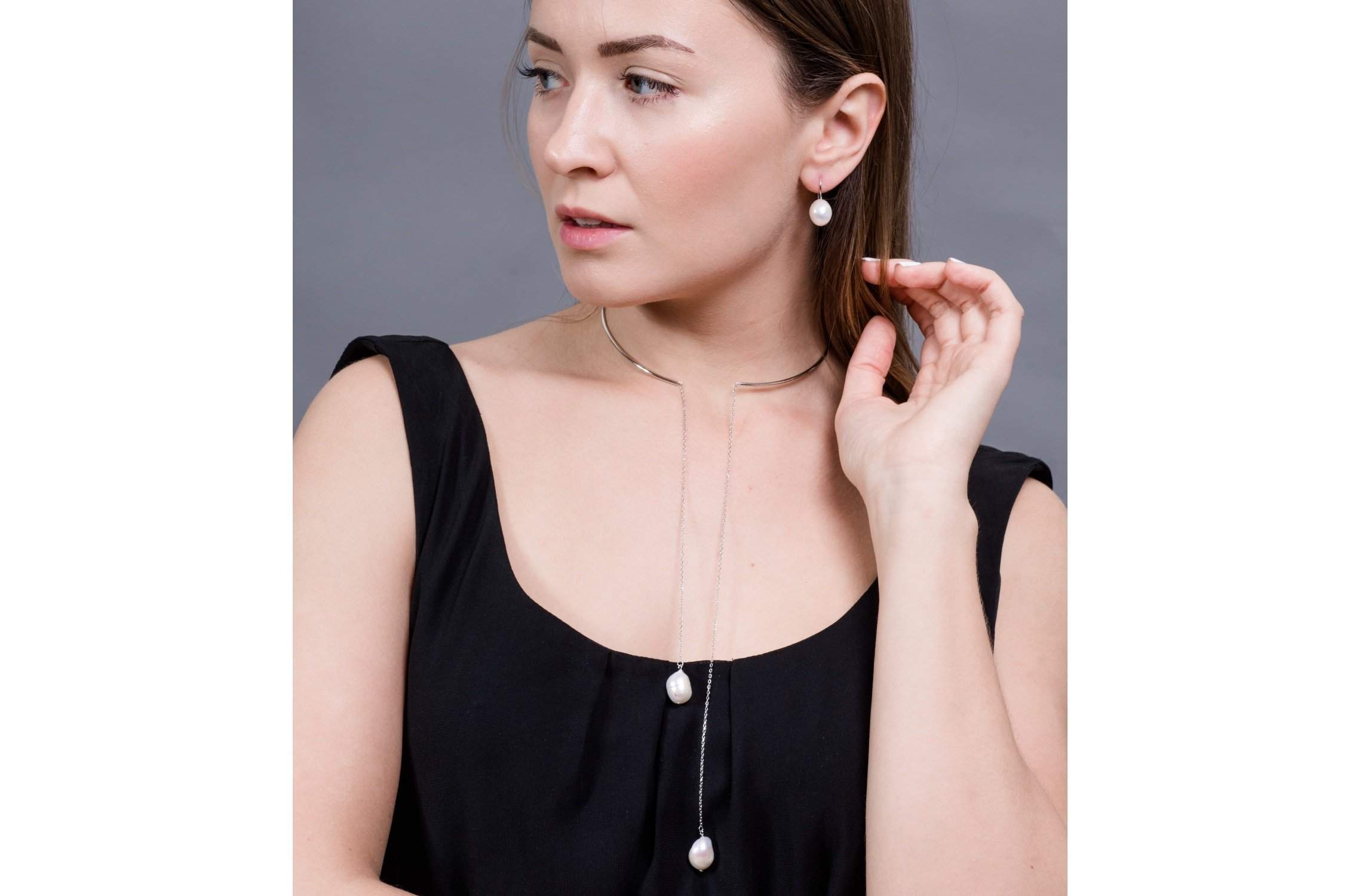 Sterling Sliver Freshwater Pearl Chain Necklace-Pearl Rack