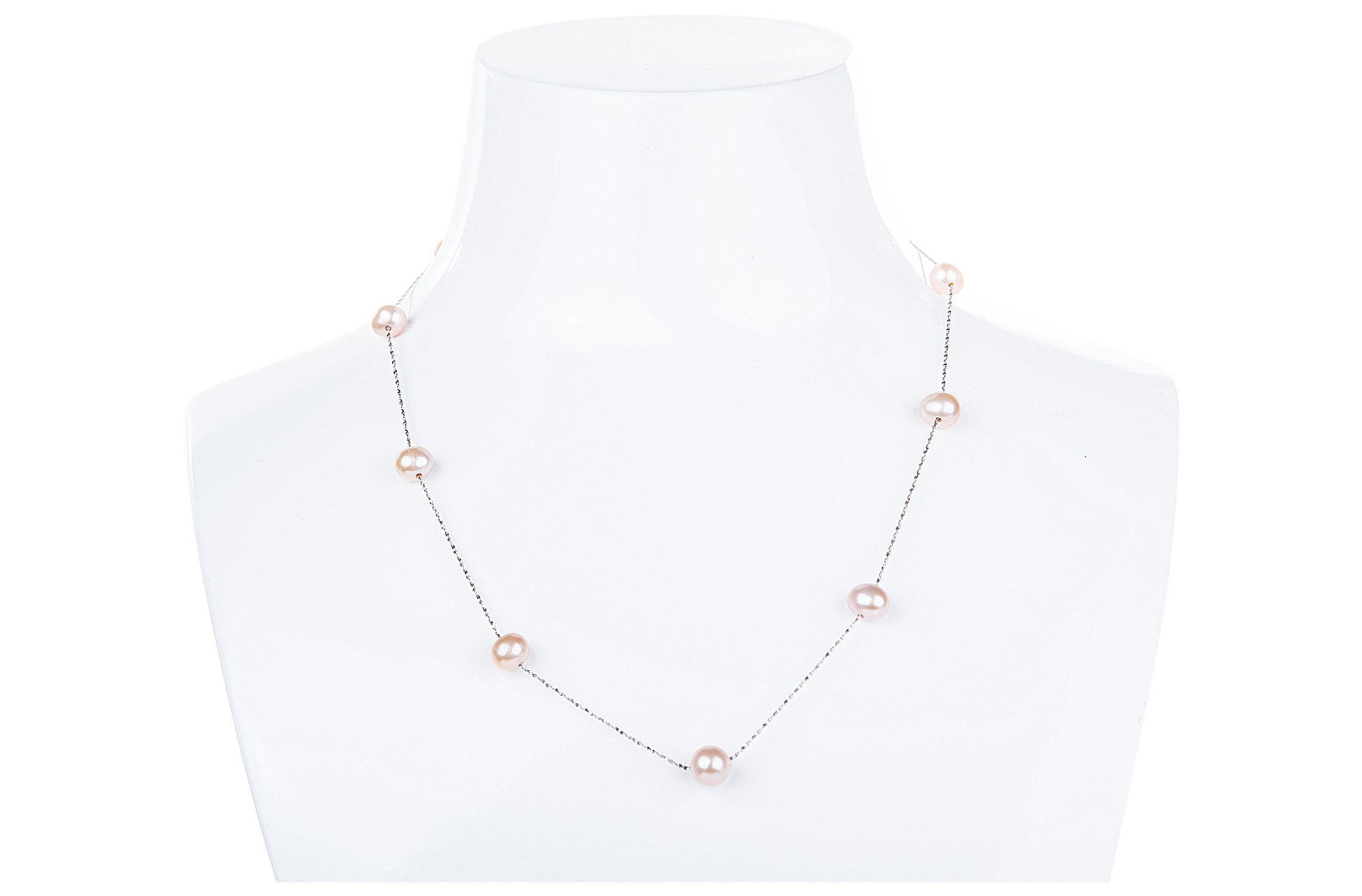 Purple Freshwater Pearl Tin Cup and Sterling Silver (925) Chain Necklace 7mm-Pearl Rack