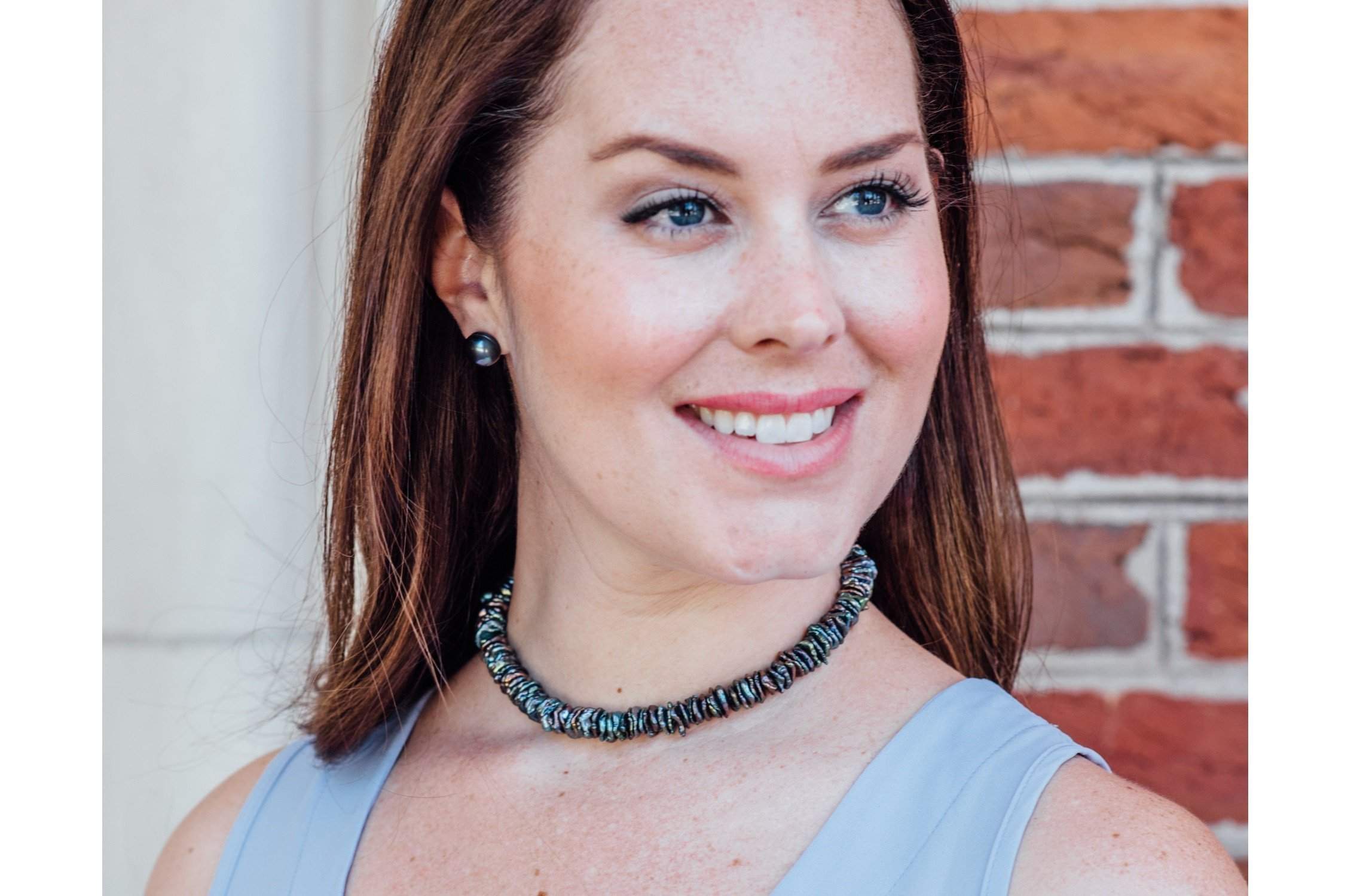 Peacock Blue Freshwater Keshi Pearl Choker-Pearl Rack